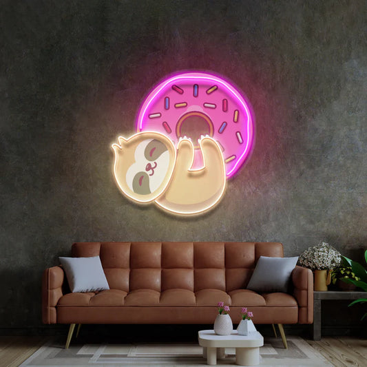 Tembel Hayvan ve Donut Neon Led Gece Lambası