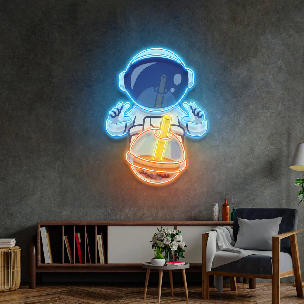 Milkshake Astronot Led Neon Gece Lambası