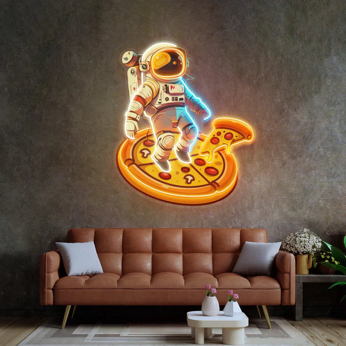 Astronot Pizza Neon Led Gece Lambası