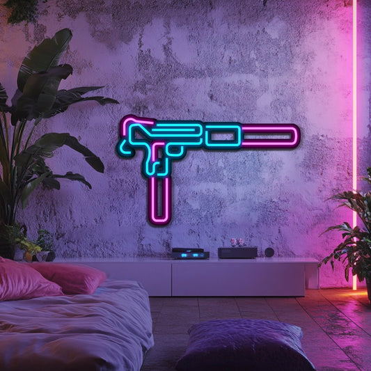 Uzi Neon Silah Neon Led Gece Lambası