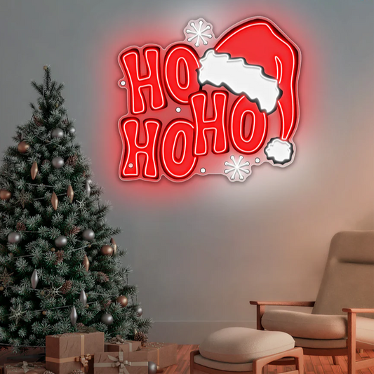 Ho Ho Ho Yeni Yıl Çalışması Yılbaşı Neon Led Gece Lambası