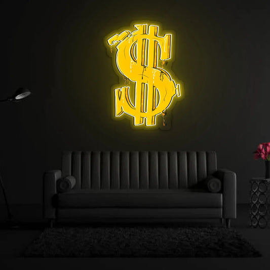 Altın Sarısı Dolar Amblemi Neon Led Gece Lambası