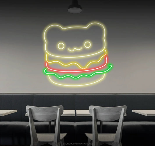 Hamburger Şirin Ayı Neon Led Gece Lambası