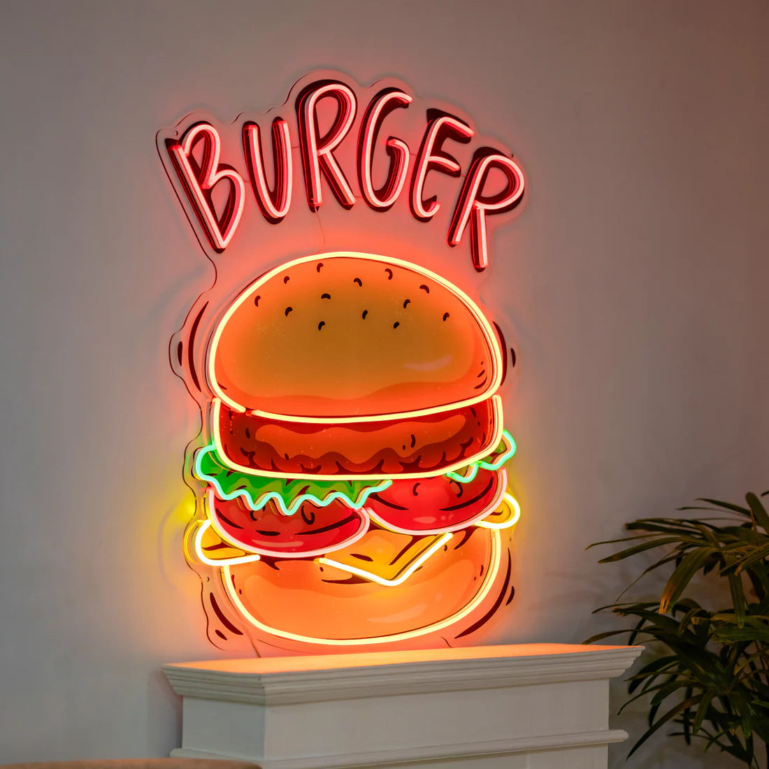 Burger Hamburger Konsepti Neon Led Gece Lambası