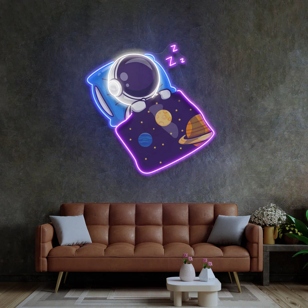 Uyuyan Astronot Neon Led Gece Lambası