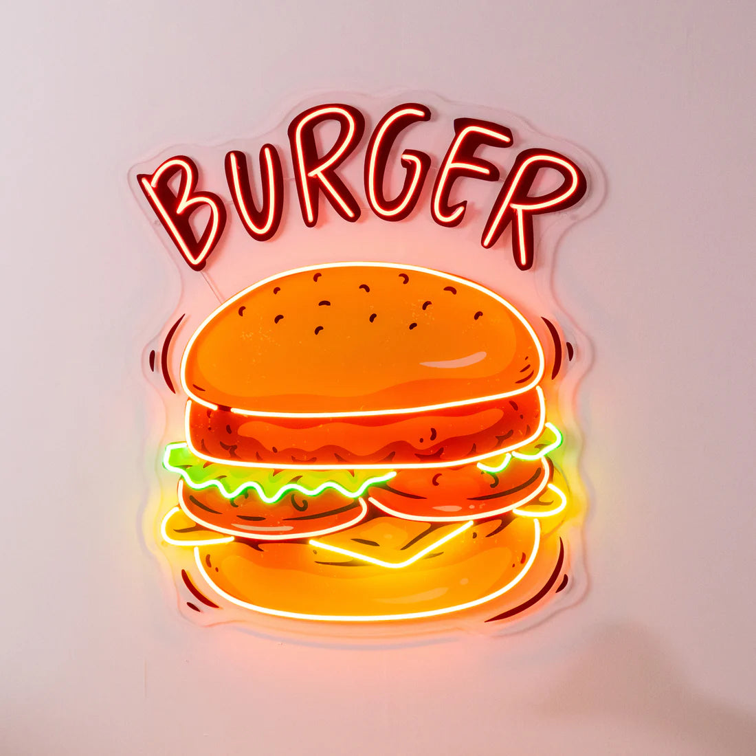 Burger Hamburger Konsepti Neon Led Gece Lambası