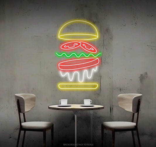 Hamburger Yemek Fastfood Neon Led Gece Lambası