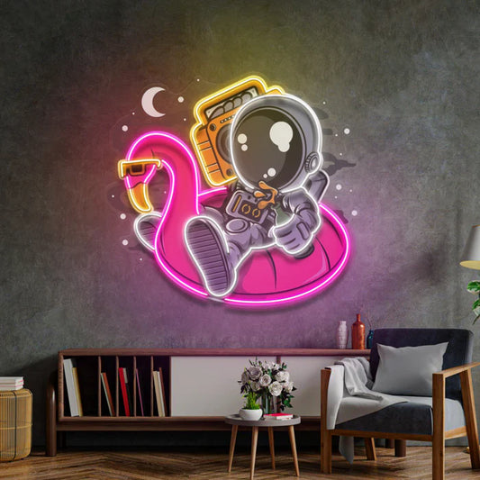 Astronot Flamingo Balon Beach Tatil Neon Led Gece Lambası