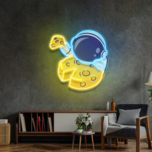 Peynir Astronot Led Neon Gece Lambası