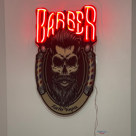 Berber Barber Shop Konsepti Neon Led Gece Lambası