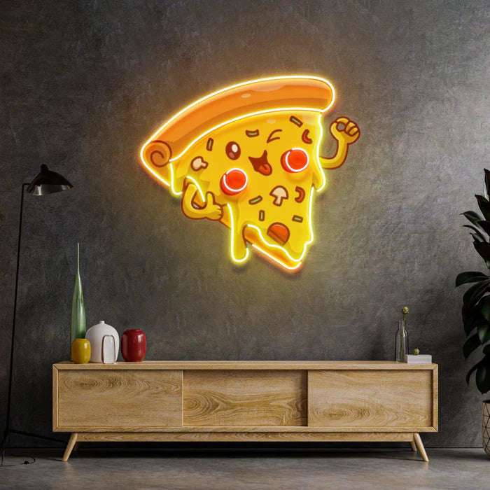 Göz Kırpan Sevimli Neşe Dolu Pizza Neon Led Gece Lambası