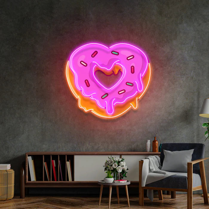 Kalp Donut Yeni Konsepti Neon Led Gece Lambası