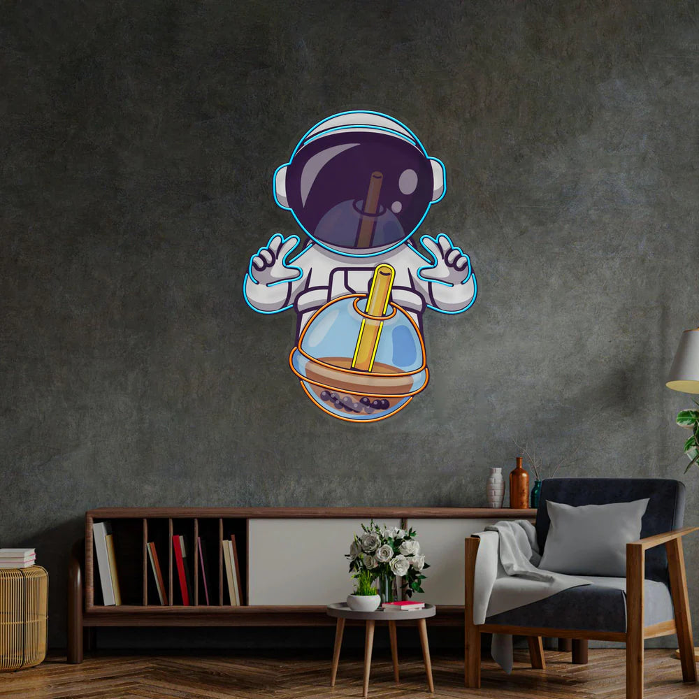 Milkshake Astronot Led Neon Gece Lambası