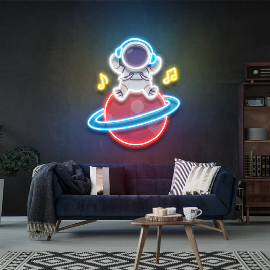 Müzik Astronot Led Neon Işık Gece Lambası