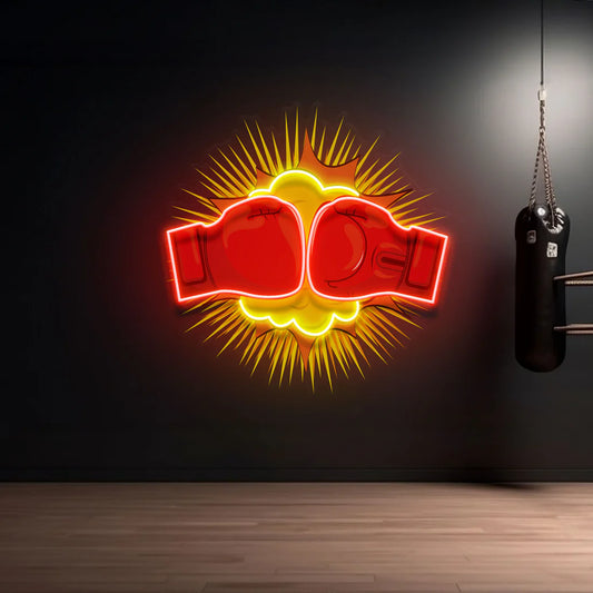 Club Gym Boks Eldiveni Bomba  Fight Boxing Neon Led Gece Lambası