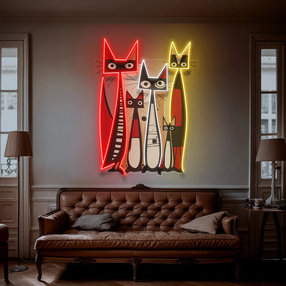 Kedi Temalı Neon Led Gece Lambası