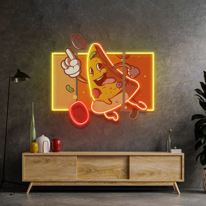 Havalı Pizza Dilimi Neon Led Gece Lambası