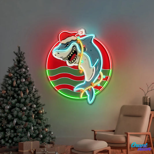 Köpek Balığı Shark Yeni Yıl Çalışması Yılbaşı Neon Led Gece Lambası