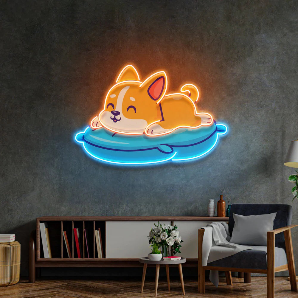 Uykucu Yavru Kedi Neon Led Gece Lambası