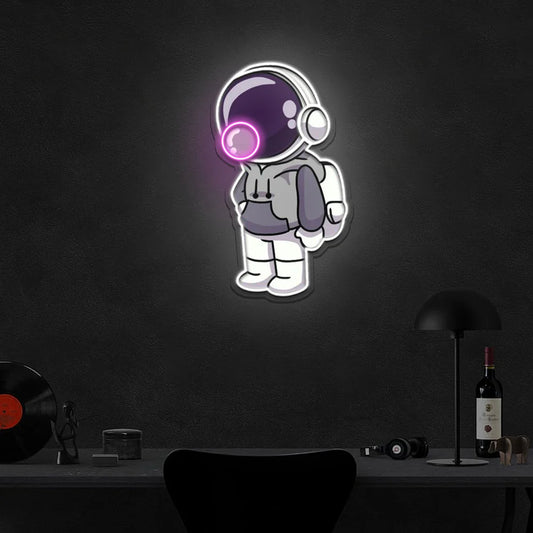 Sakız Çiğneyen Astronot Neon Led Gece Lambası