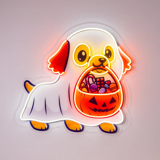 Tatlı Şeker Ghost Köpek Neon Led Gece Lambası