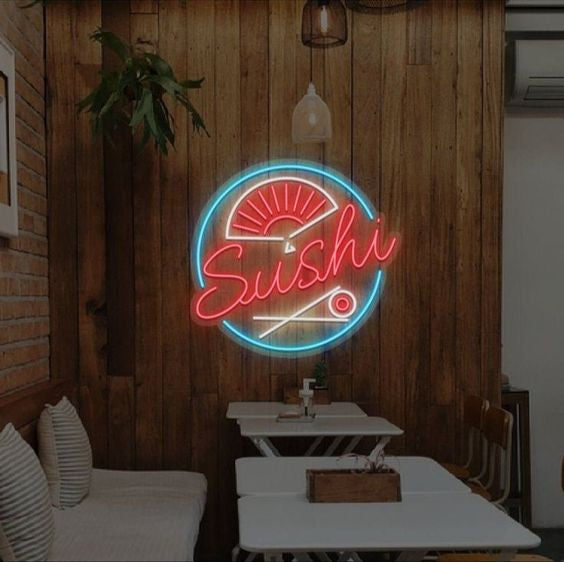 Yelpaze Suşi Sushi Neon Led Gece Lambası