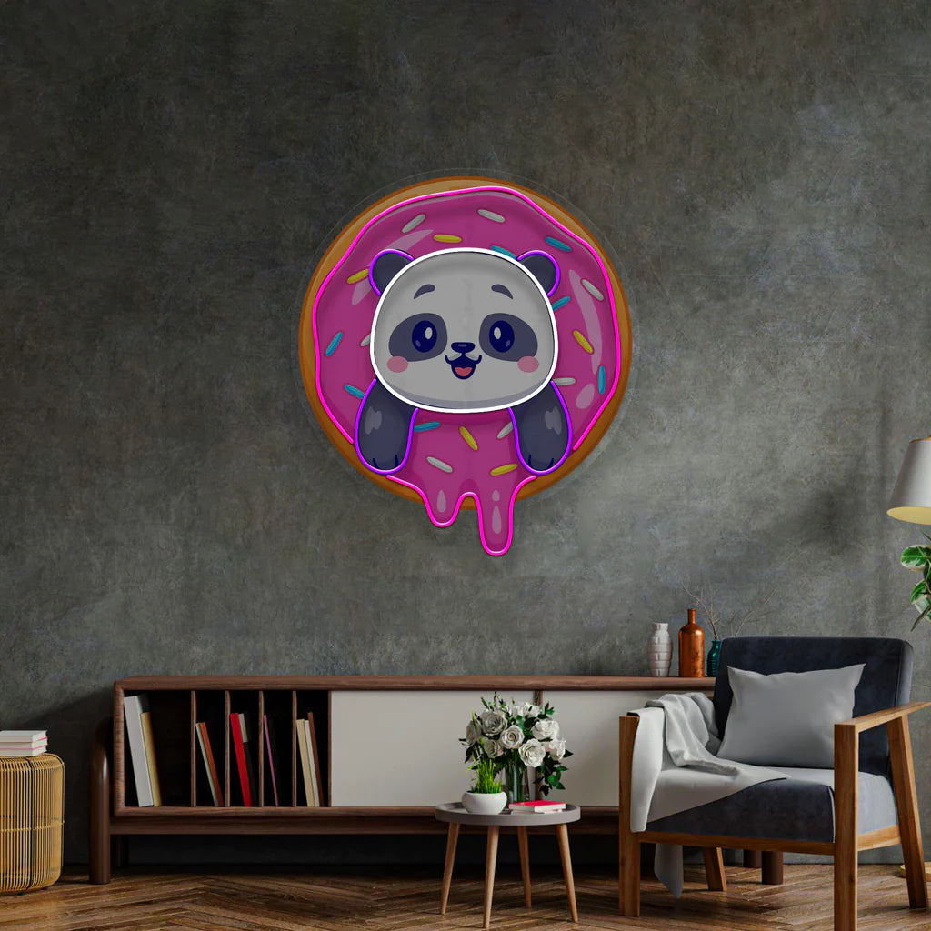 Panda ve Donut Neon Led Gece Lambası