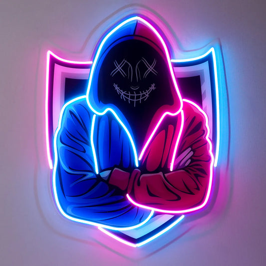 Hacker Maskot Neon Led Gece Lambası