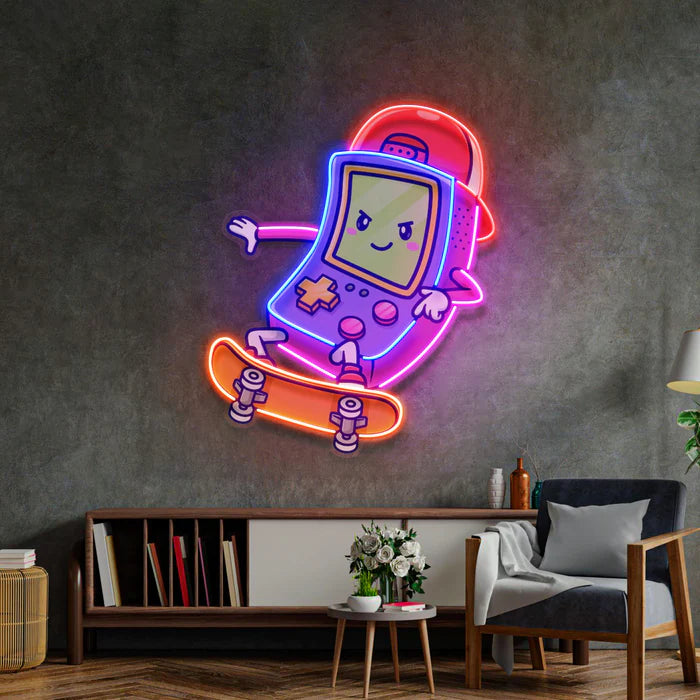 Kaykaycı Kayan Gameboy Neon Led Gece Lambası