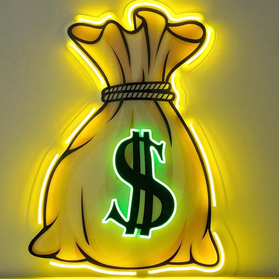 Para Çuvalı Money Dolar Neon Led